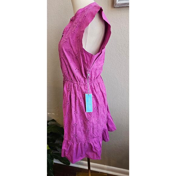 Draper James Women's Embroidered Floral Eyelet Button Front Dress Size S Mauve - Picture 5 of 7